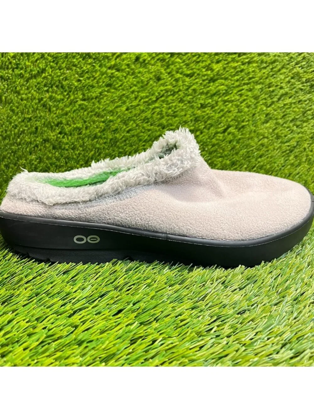 OOFOS OOcoozie Mens Size 11 Beige Black Casual Slip On Recovery Mules Shoes